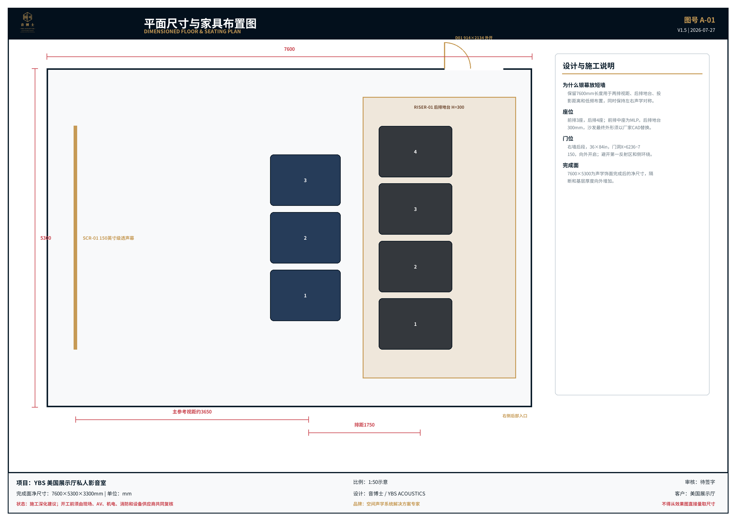 YBS acoustic room floor plan